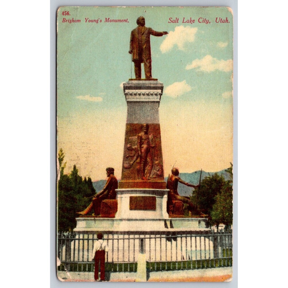 Vintage 1910s Postcard Brigham Young Monument Salt Lake City Utah CE Dallin SLC
